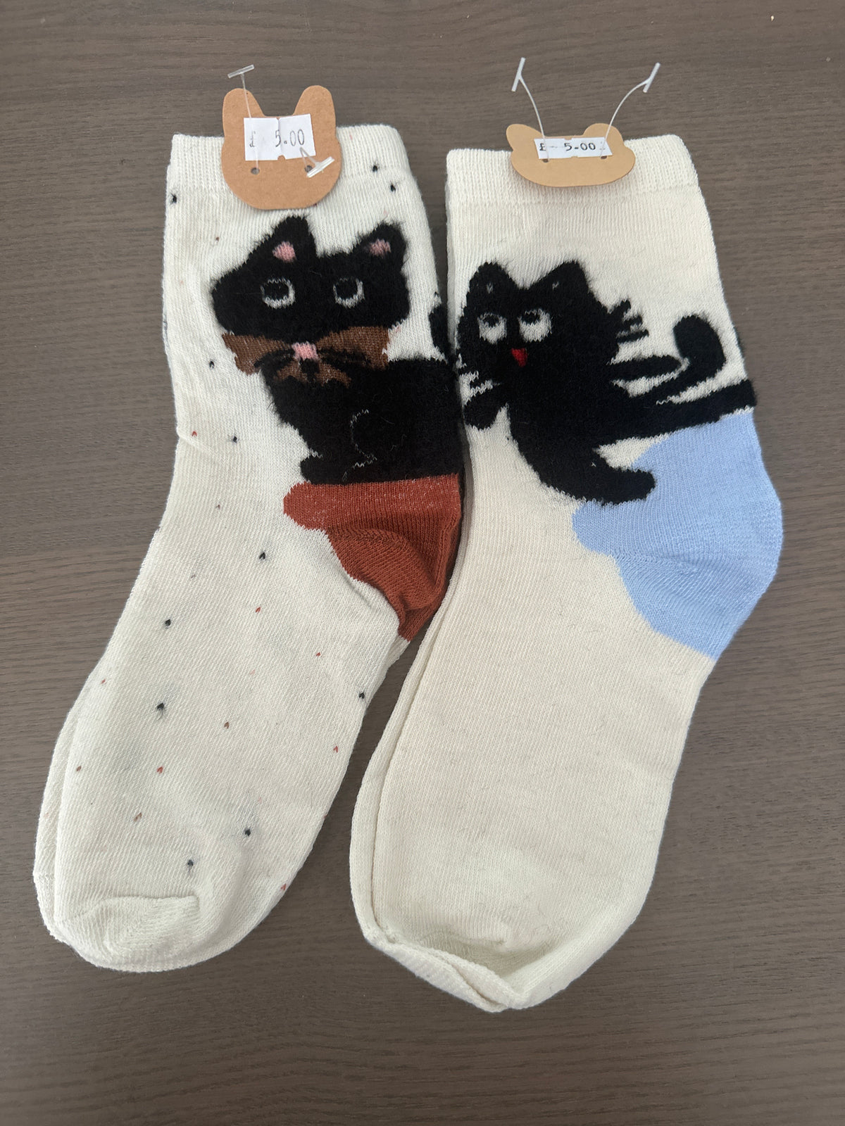 Cream Fuzzy Cat Socks
