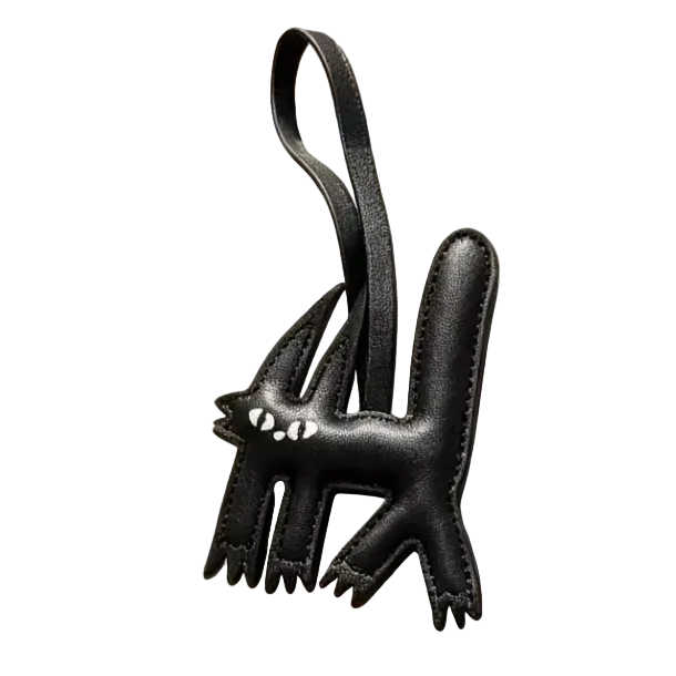 Leatherette Black Cat Keyring