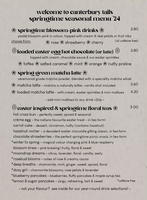 Menu – Canterbury Tails Cat Cafe